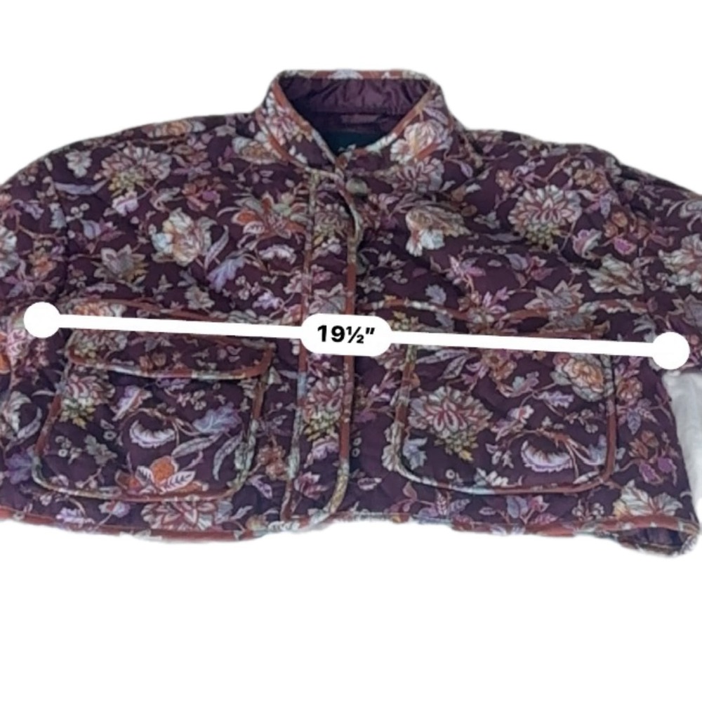 Seven For All Mankind Womens Dark Floral Cropped Quilted Jacket Size L Romantic - Picture 6 of 11